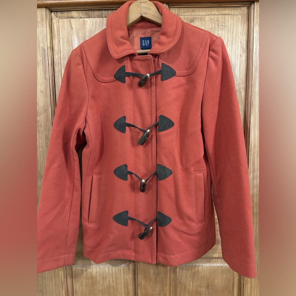 Gap Coat Small Wool Blend Rust Toggle Buttons Ora… - image 1